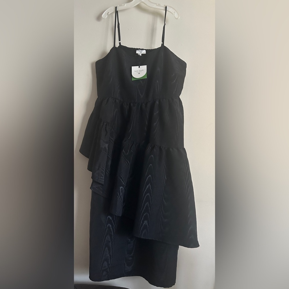 KATE SPADE Women’s Tiered Ruffle Midi Tank Dress -Black Plus Size 2x